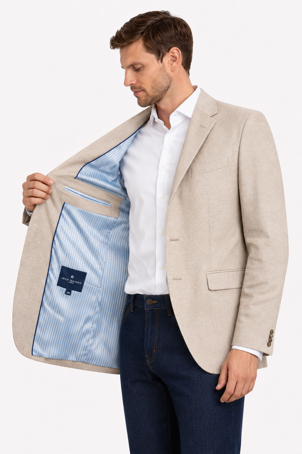 Beige Pure Linen Sports Jacket | Lightweight Oatmeal Blazer