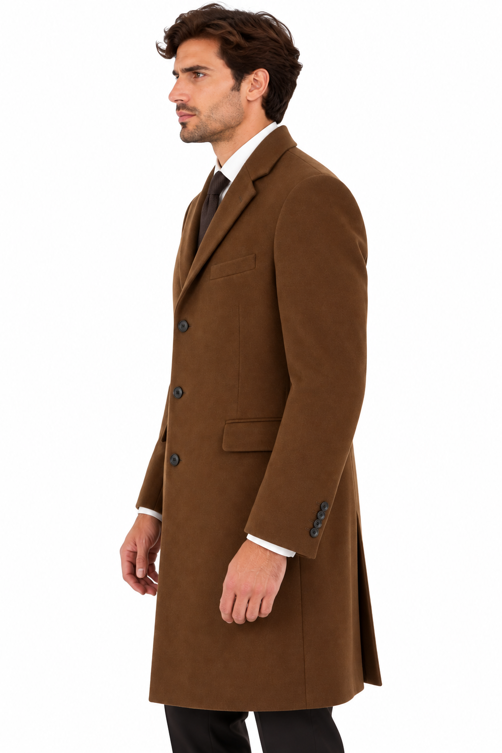 Ted Baker Camel Tan Wool Overcoat | Knee Length Long Winter Coat