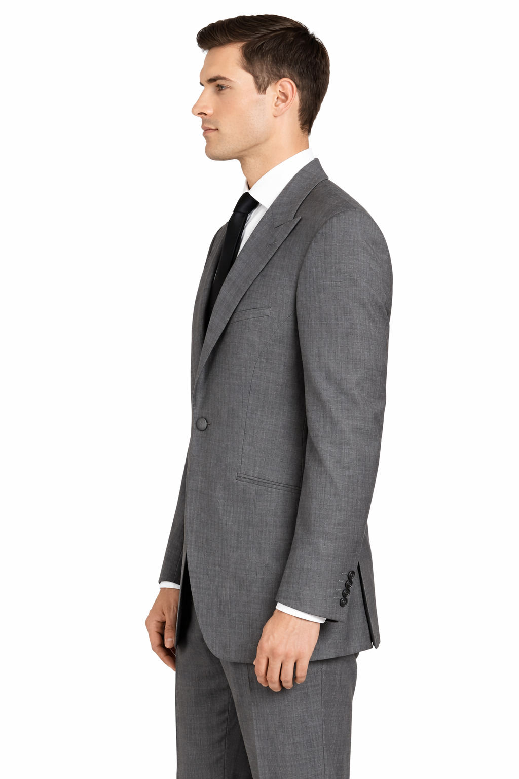 Silver Grey Suit Jacket | Longer Line 100% Wool Blazer | Fine Herringbone Weave