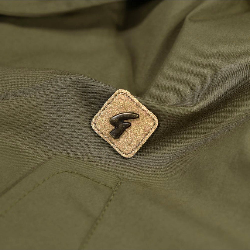 Gabicci Vintage Parka Coat | Cotton Green Raincoat with Removable Fur Hood