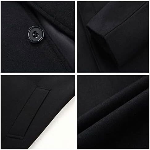 Classic Black Winter Overcoat with Turndown Collar - Brand New