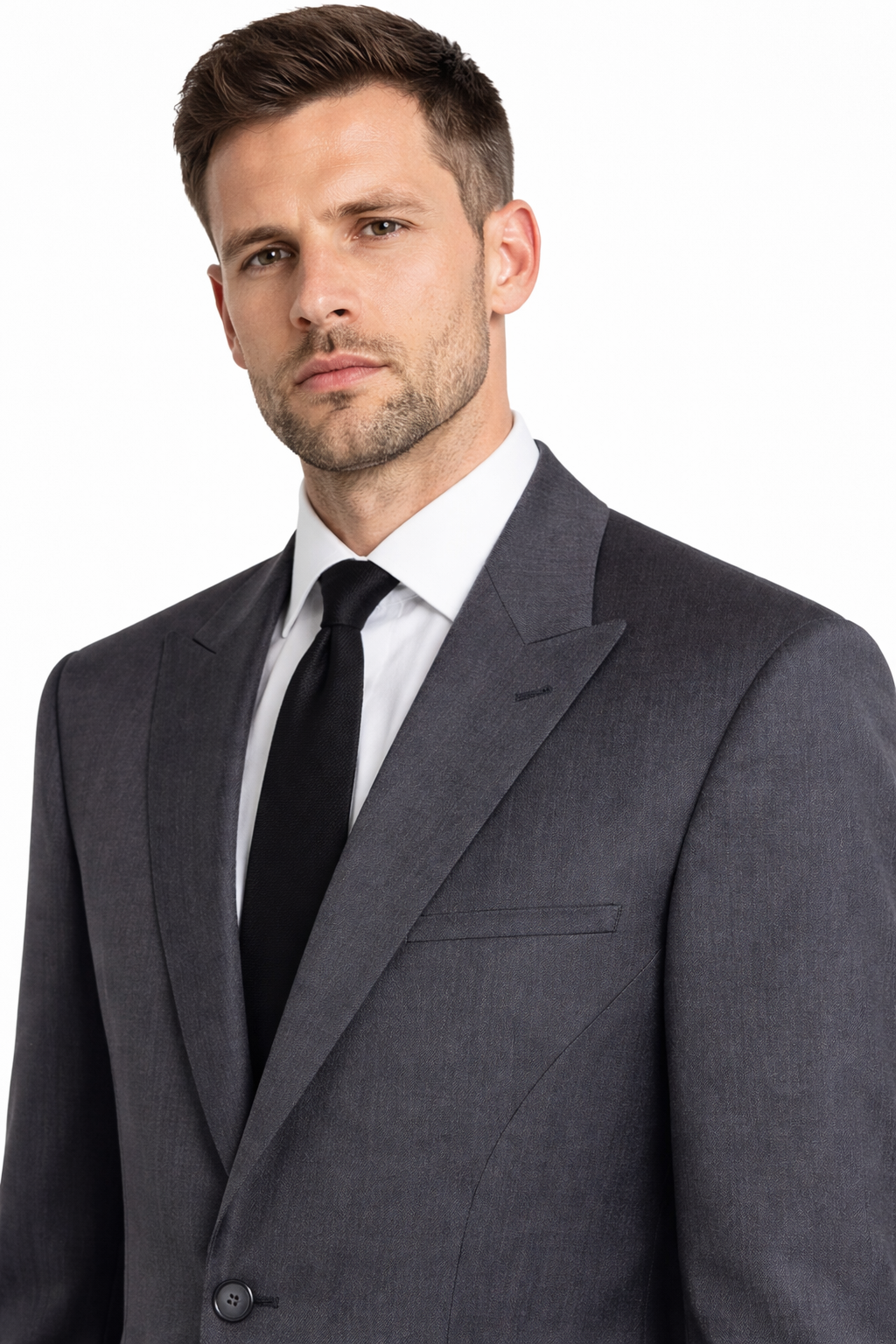 Charcoal Grey Suit Jacket 100% Wool | Longer Line Blazer