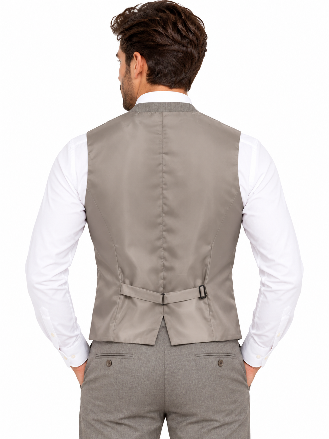 Alexandre London Men's Tailored Fit Stone 100% Wool Waistcoat