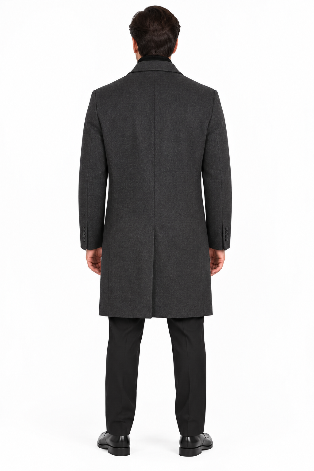 Men’s Charcoal Grey Wool Blend Overcoat | Knee Length Tailored Coat