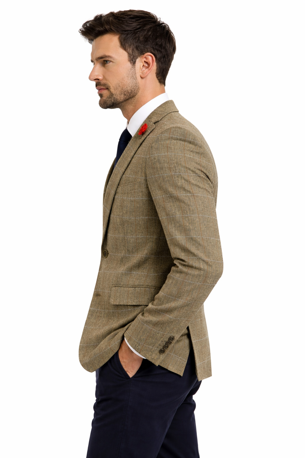 Fawn Check Herringbone Tweed Jacket | Wool Blend Blazer