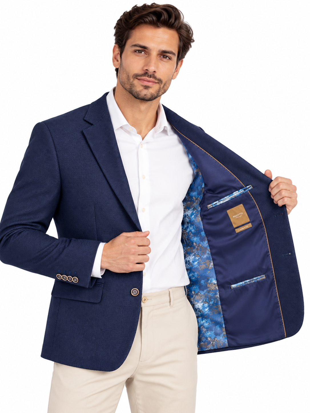 Navy Blue Twill Blazer | Comfort Fit Smart Casual Sports Jacket | Wilson Dark Blue