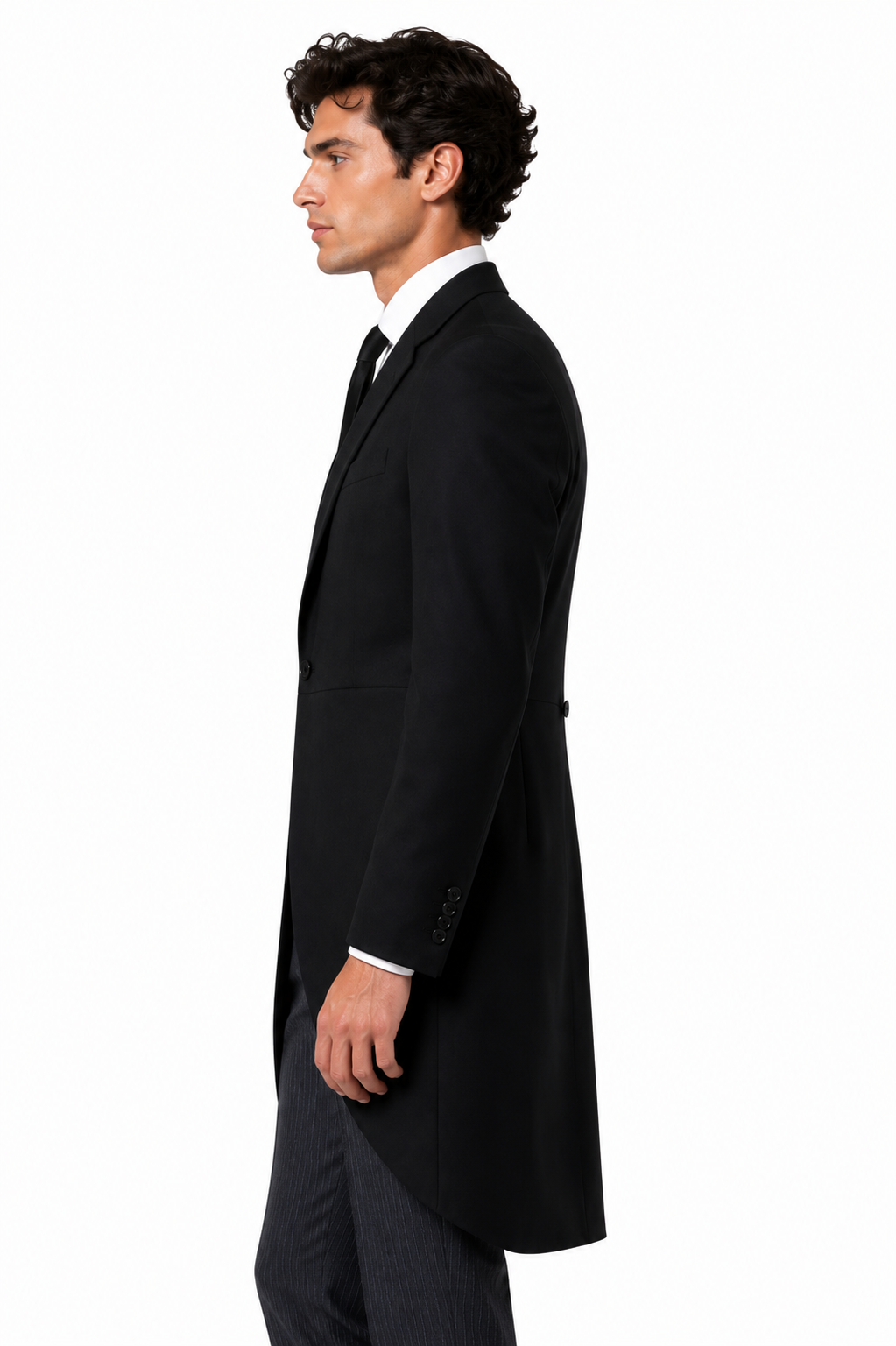 Plain Black Tailcoat Jacket | 100% Pure Wool | Lightweight