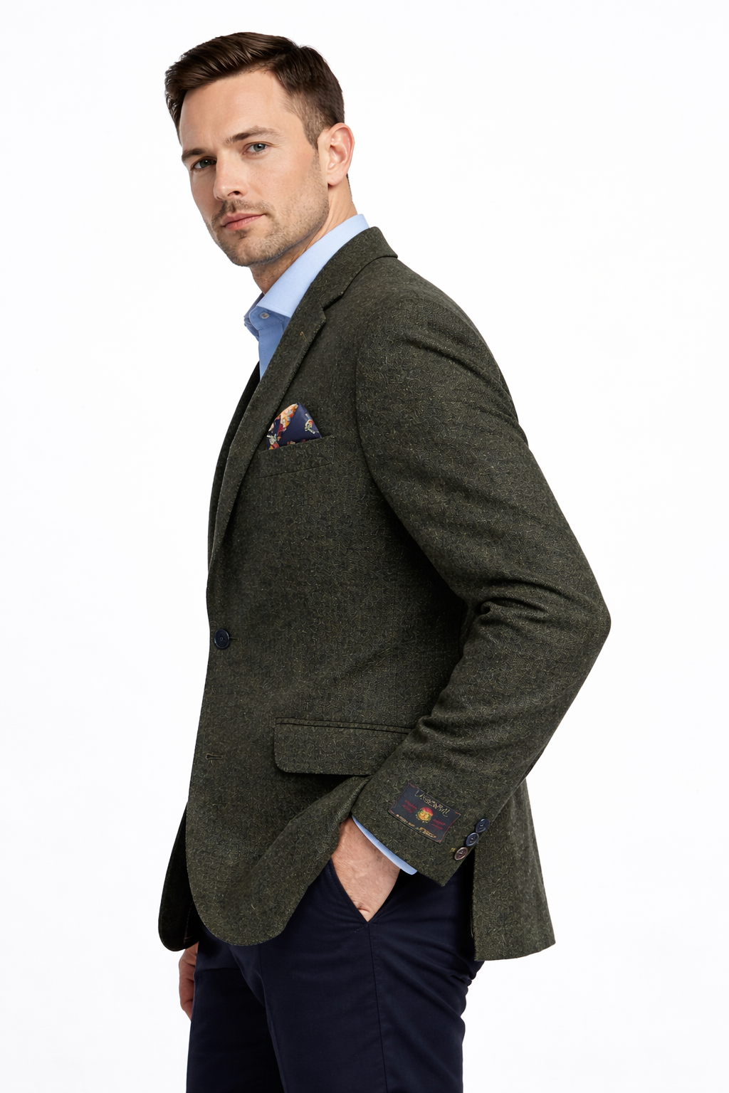 Olive Green Tweed Jacket Blazer | Pure 100% Lambs Wool