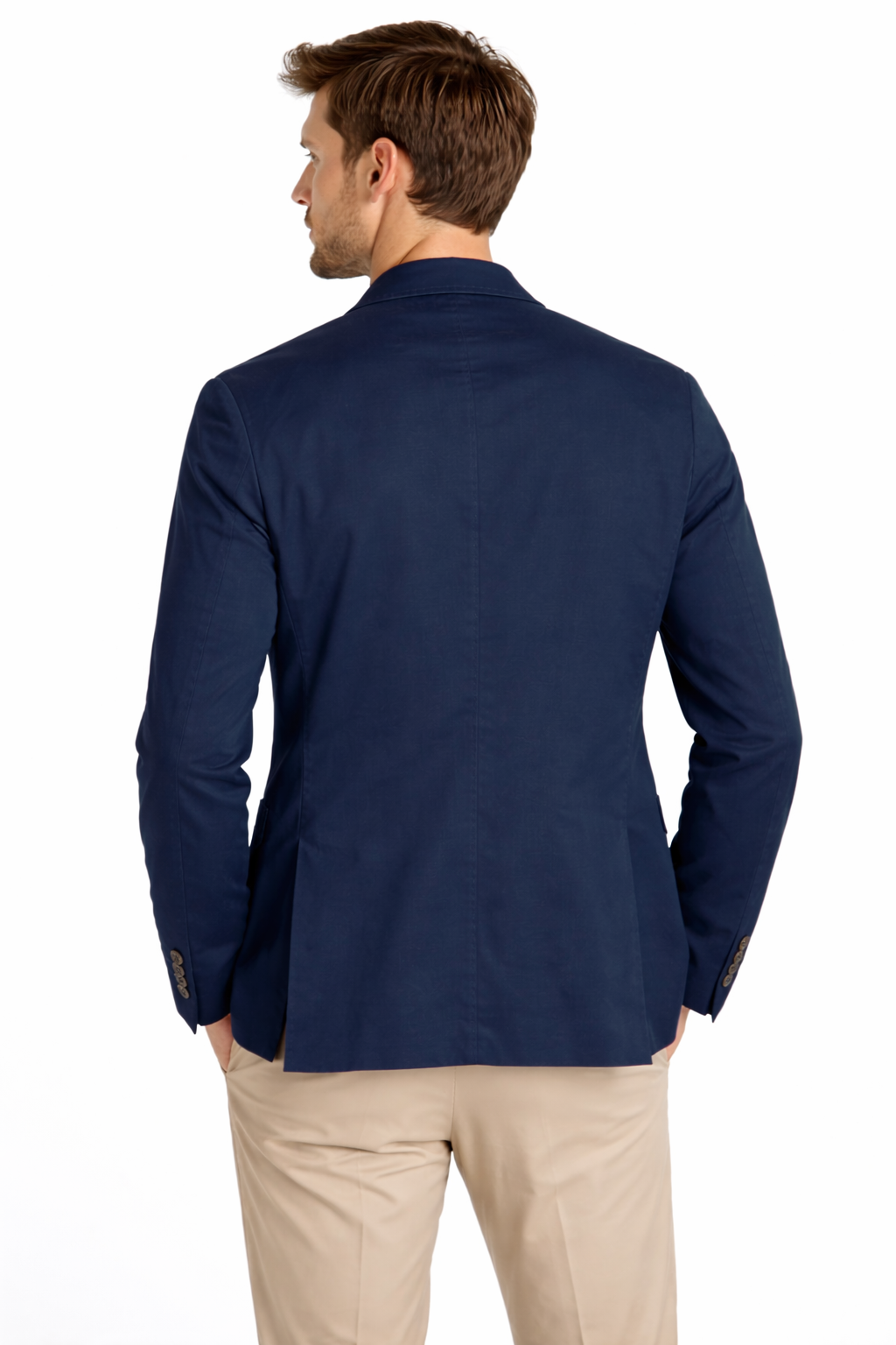 Navy Blue Cotton Sports Jacket | Lightweight Non-Lined Blazer