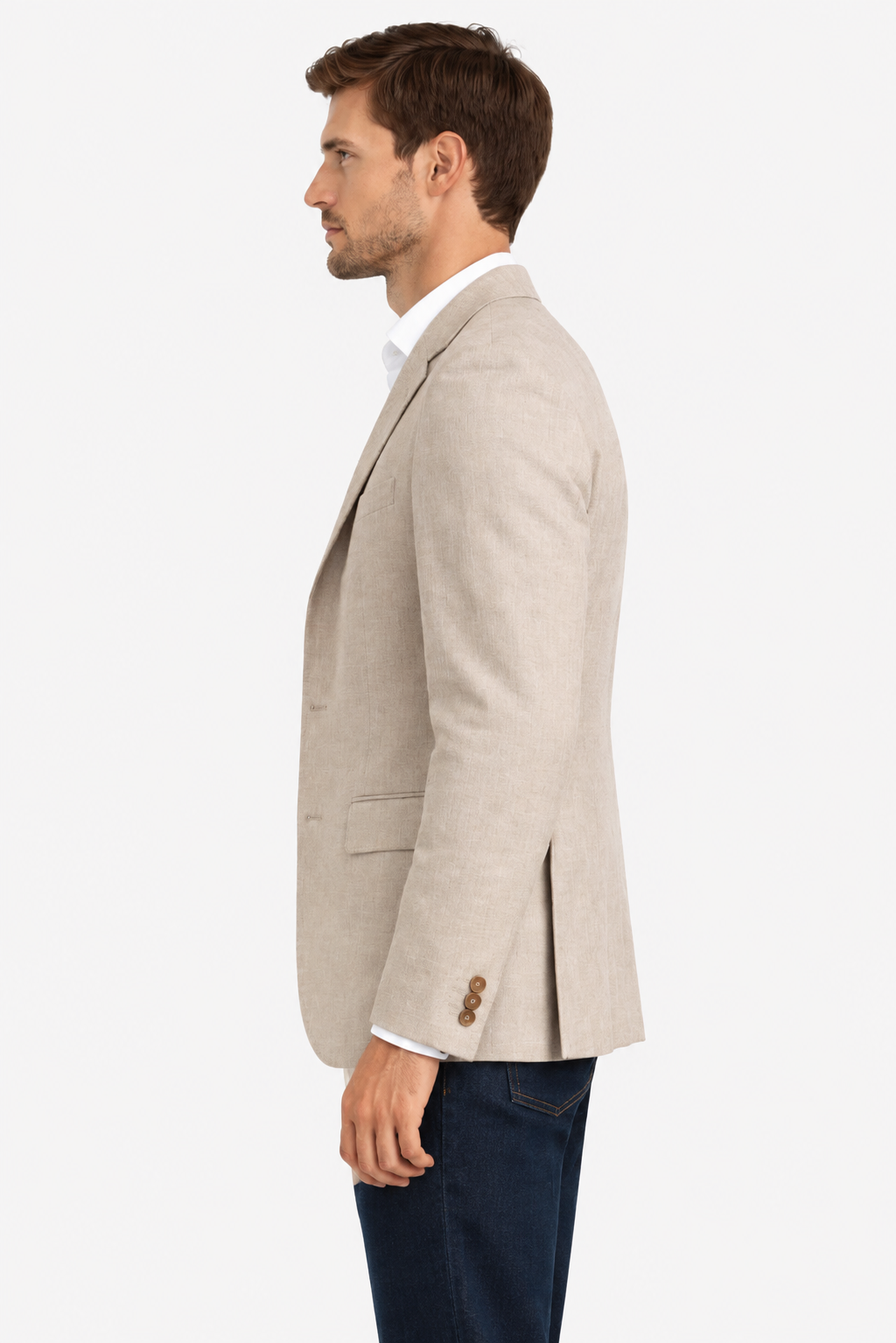 Beige Pure Linen Sports Jacket | Lightweight Oatmeal Blazer