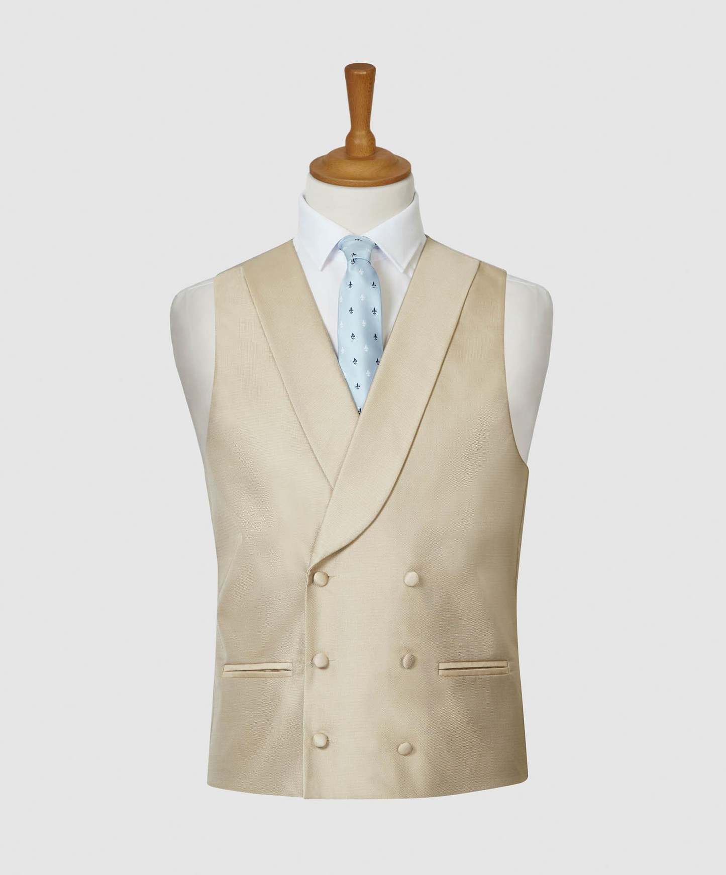 Beige Double Breasted Waistcoat | Modern Fit Vest for Morning Tails
