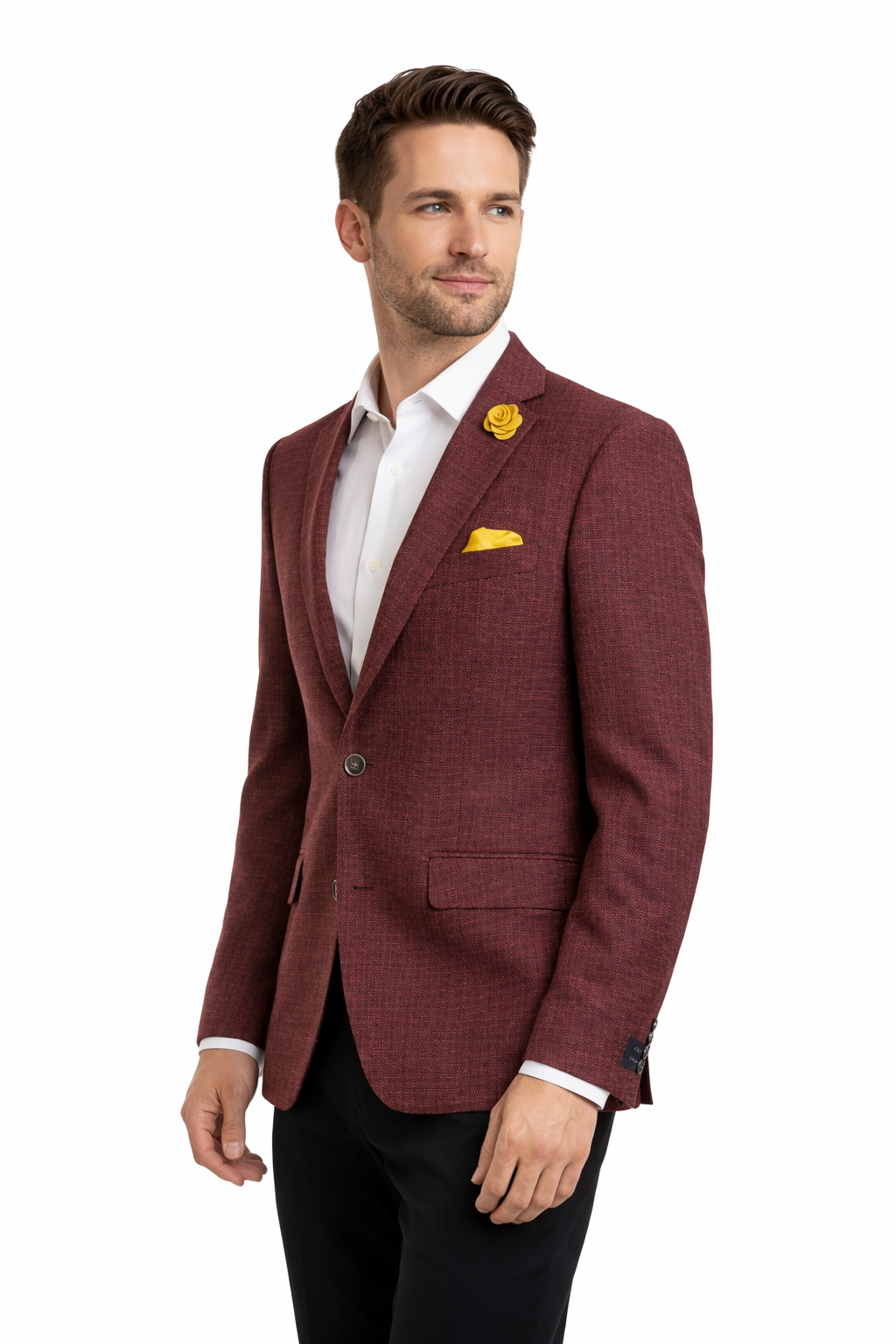 Burgundy Basket Weave Jacket | Wool & Linen Blend Blazer
