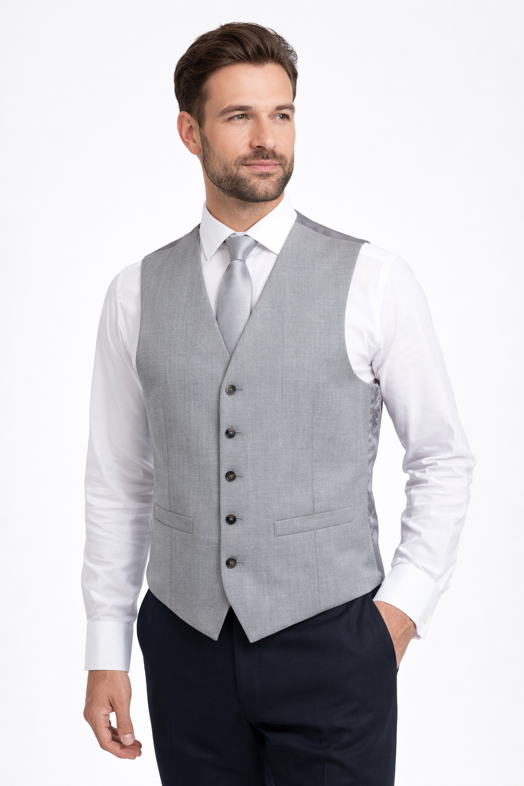 Dove Grey Single-Breasted Wool Waistcoat | Royal Ascot Formal Waistcoat
