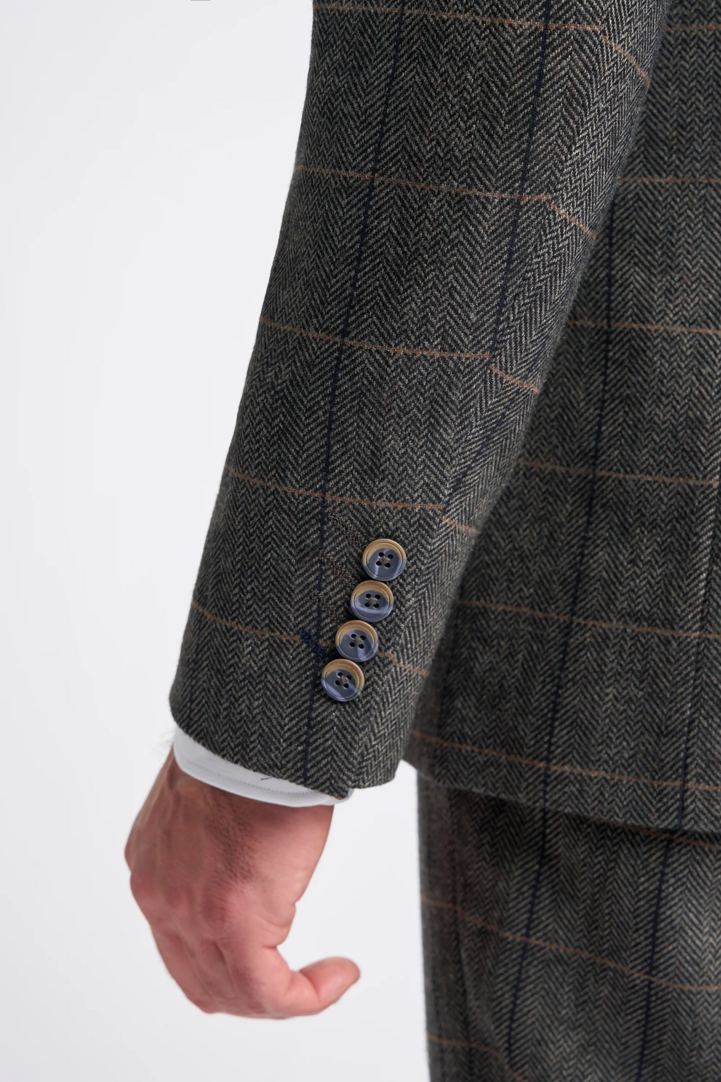 Cavani 3 Piece Tweed Suit | Albert Grey Herringbone | Wool Slim Fit