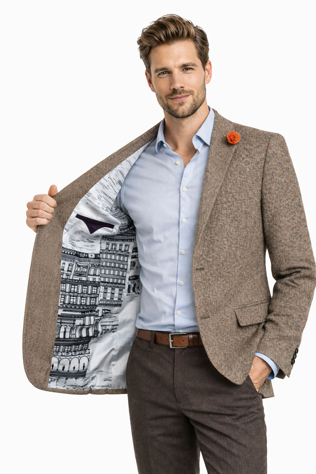 Beige Donegal Biscuit Tweed Jacket | Wool & Cotton Blend Blazer