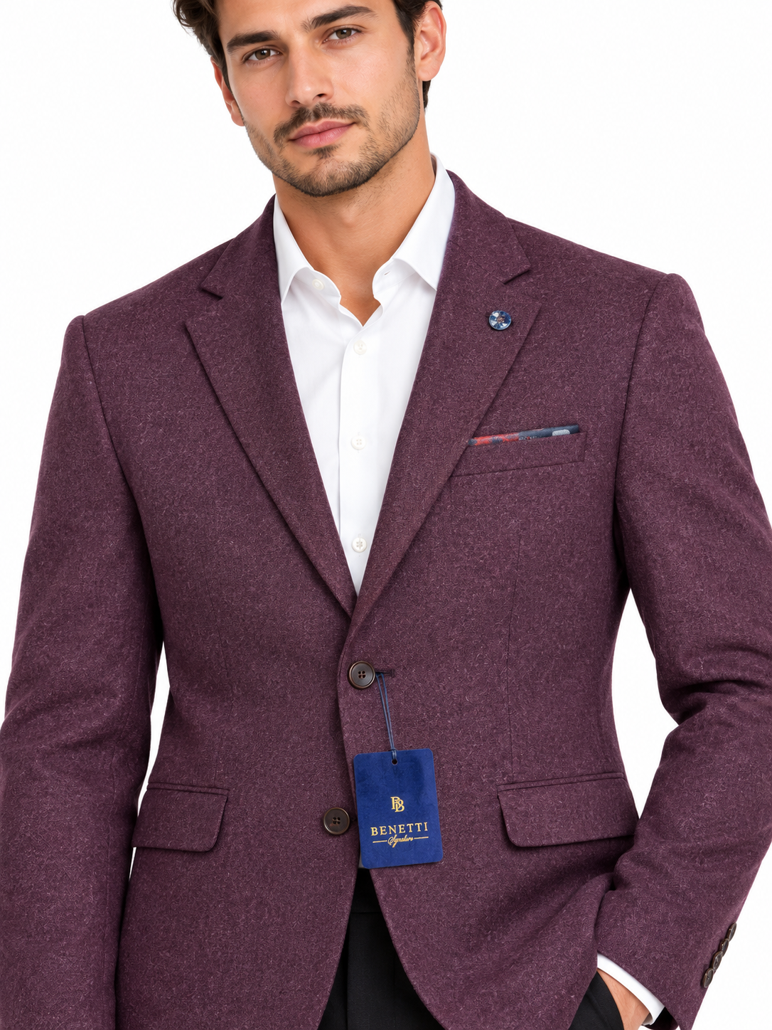 Purple Plum Tweed Textured Wool Blazer Jacket | Comfort Fit, Single-Breasted | Danny Bordo