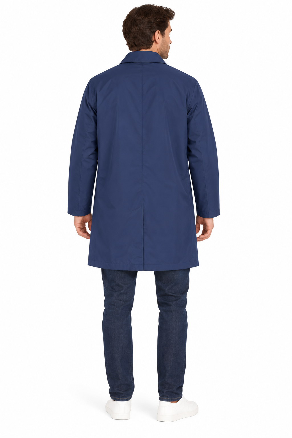 Navy Blue Single Breasted Formal Raincoat | Fully Lined