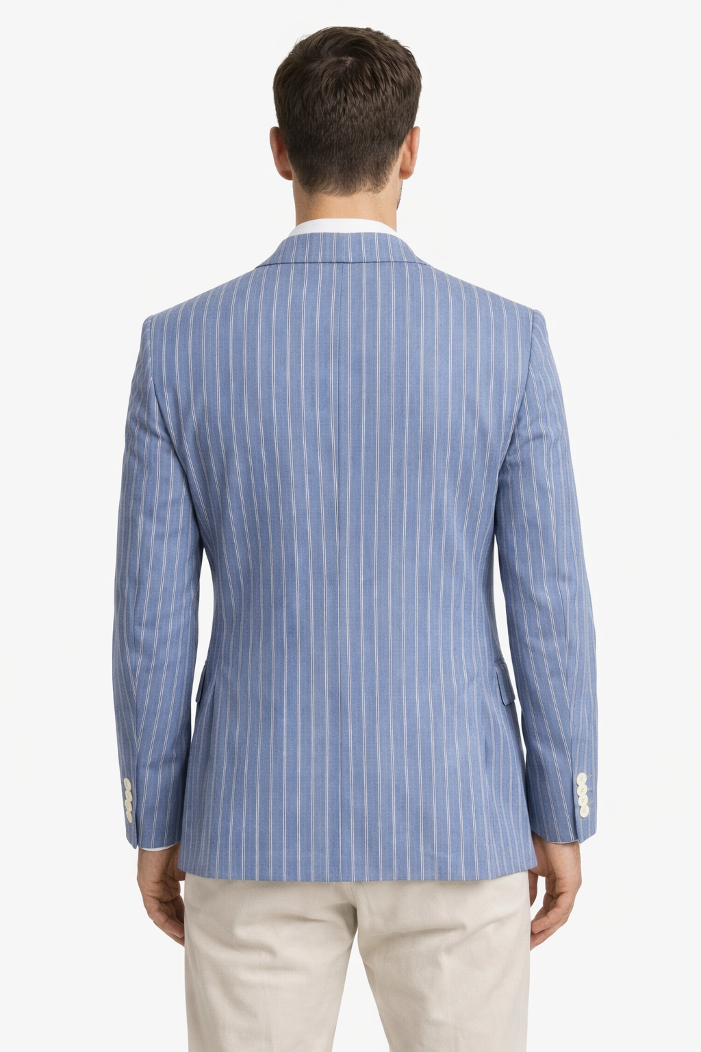 Light Blue & White Striped Boating Jacket | Wool Blend Blazer