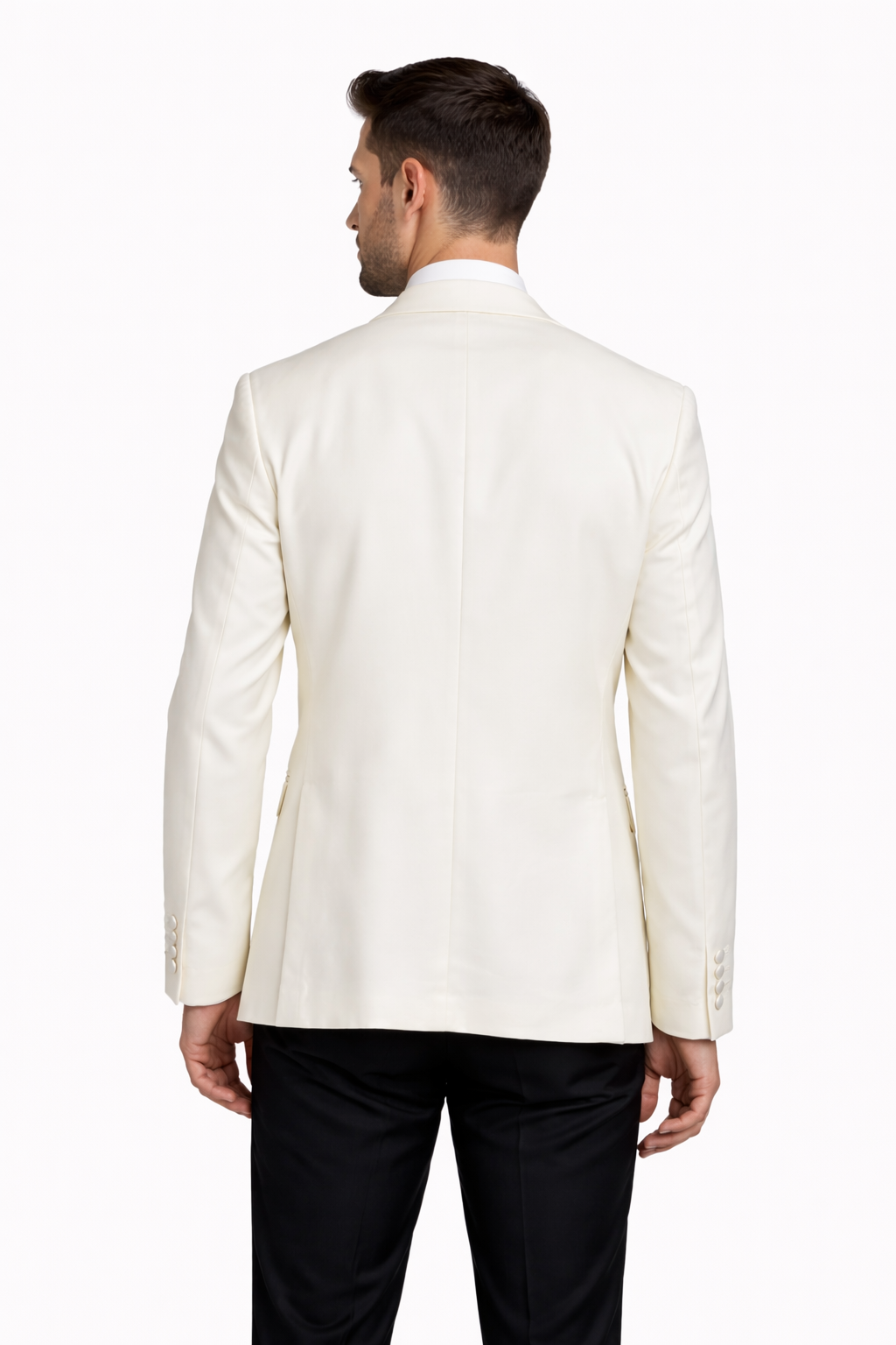 Ivory Dinner Jacket 100% Pure Wool | Single Breasted with Satin Lapel