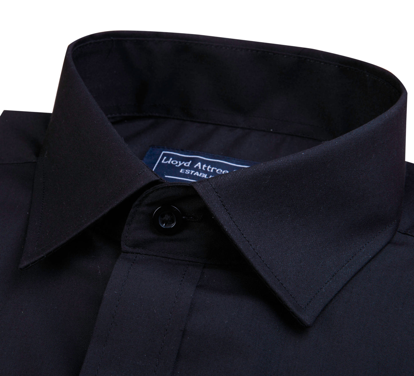 Men's Black Tailored Fit Cotton Dress Shirt Regular Collar