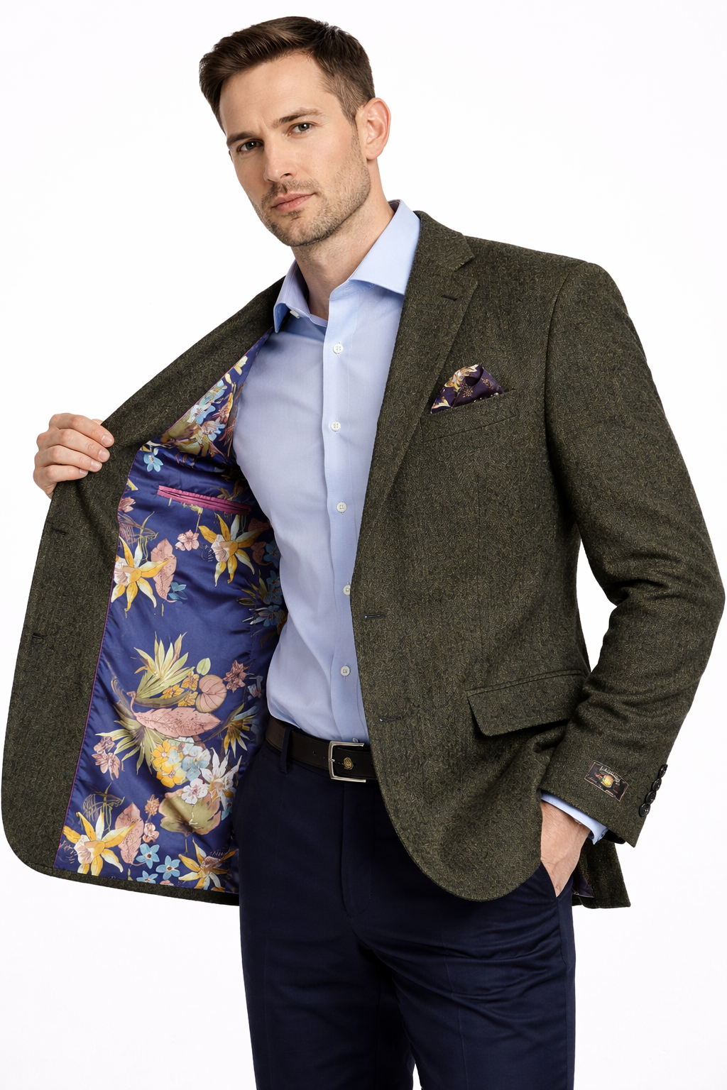 Olive Green Tweed Jacket Blazer | Pure 100% Lambs Wool