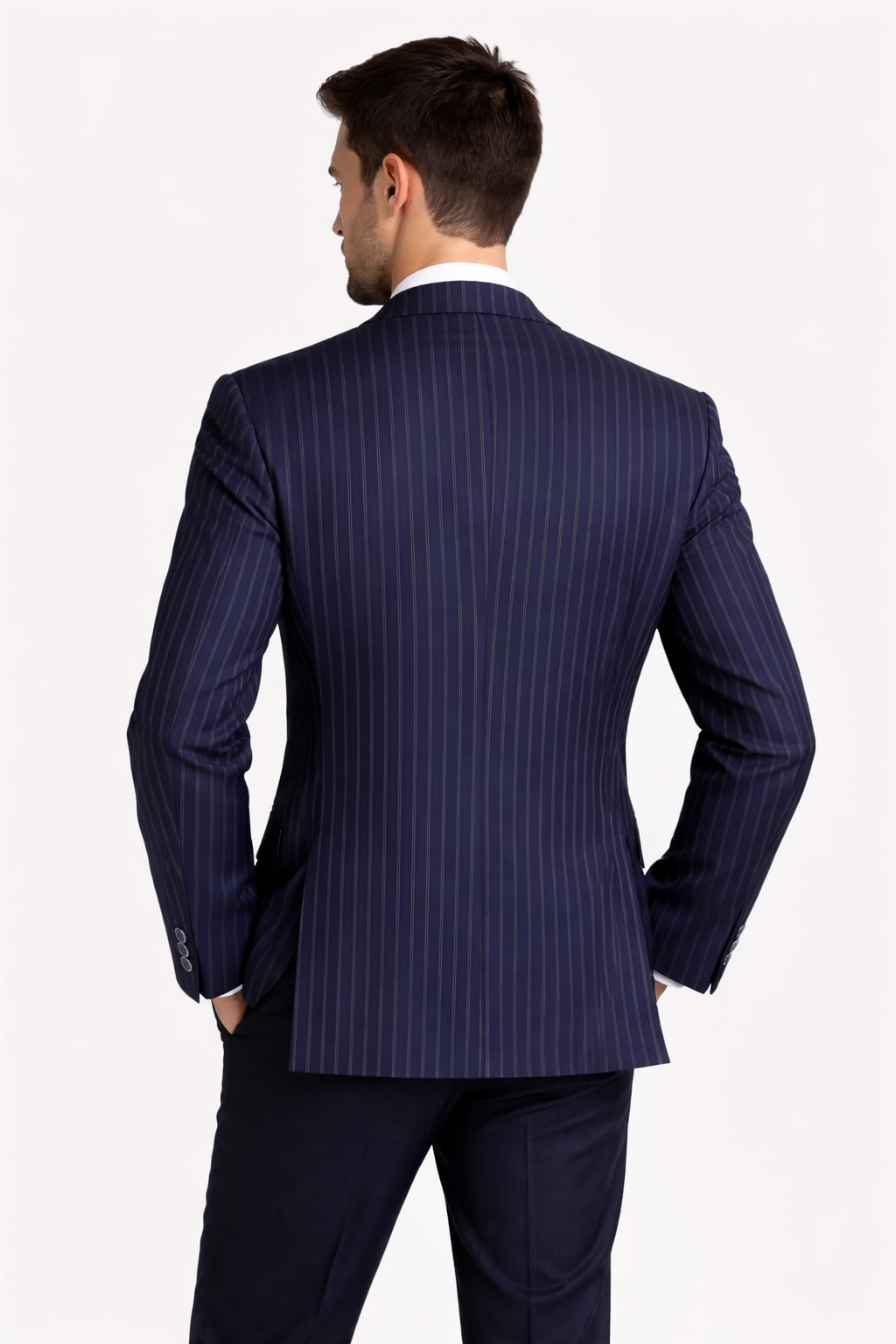 Navy Blue & White Striped Boating Jacket | Wool Blend Blazer