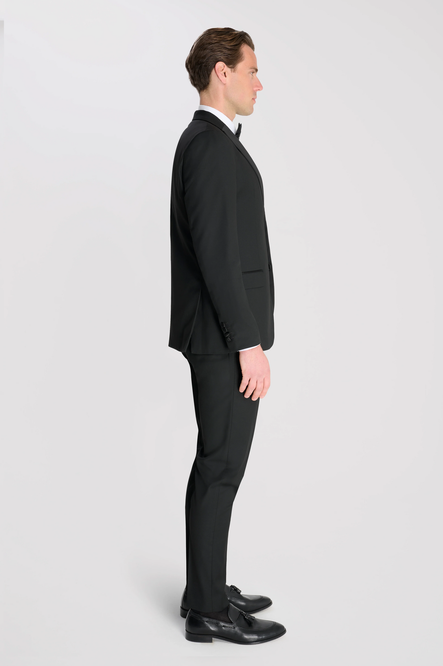 Black 3 Piece Tuxedo Tailored Fit Dinner Suit | Jacket, Waistcoat & Trousers | Edina