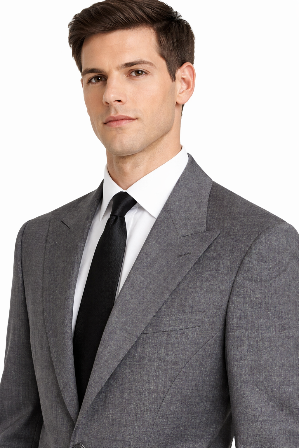 Silver Grey Suit Jacket | Longer Line 100% Wool Blazer | Fine Herringbone Weave