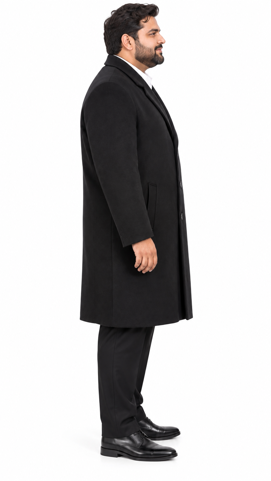 River Island Black Wool Knee Length Formal Overcoat | Big & Tall | 5XL fits 54" - 58" Chest