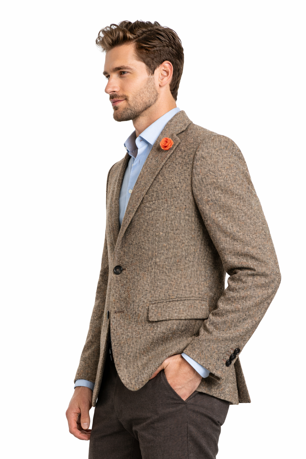 Beige Donegal Biscuit Tweed Jacket | Wool & Cotton Blend Blazer