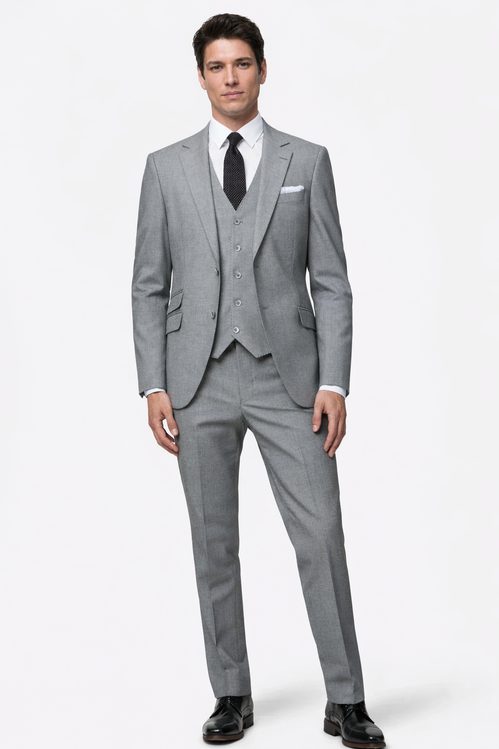 Benetti Regency Grey 3 Piece Wool Suit | Tailored Fit Jacket, Trousers & Waistcoat