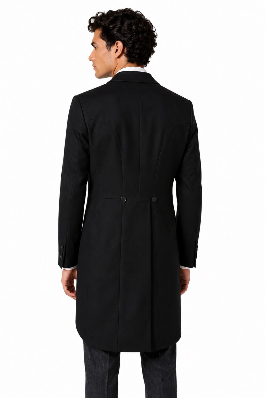 Plain Black Tailcoat Jacket | 100% Pure Wool | Lightweight