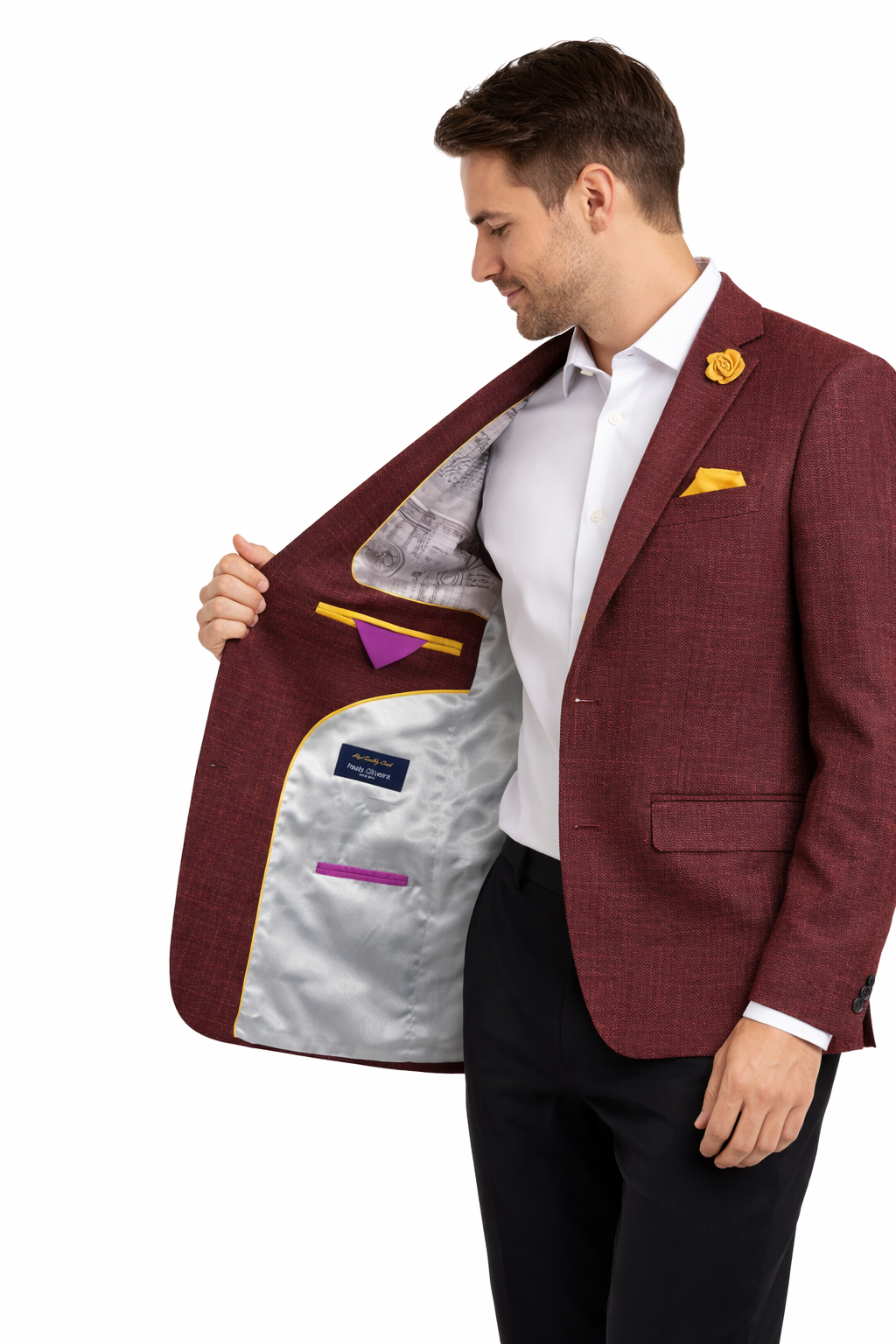 Burgundy Basket Weave Jacket | Wool & Linen Blend Blazer