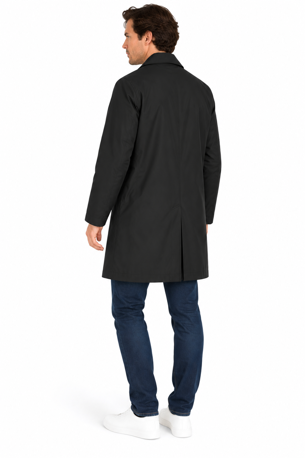 Black Single Breasted Formal Raincoat | Fully Lined