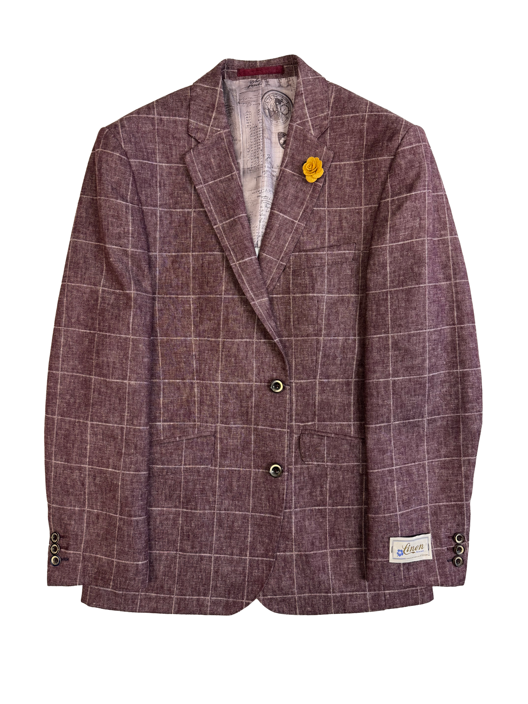 Men's Linen Burgundy Check Casual Jacket