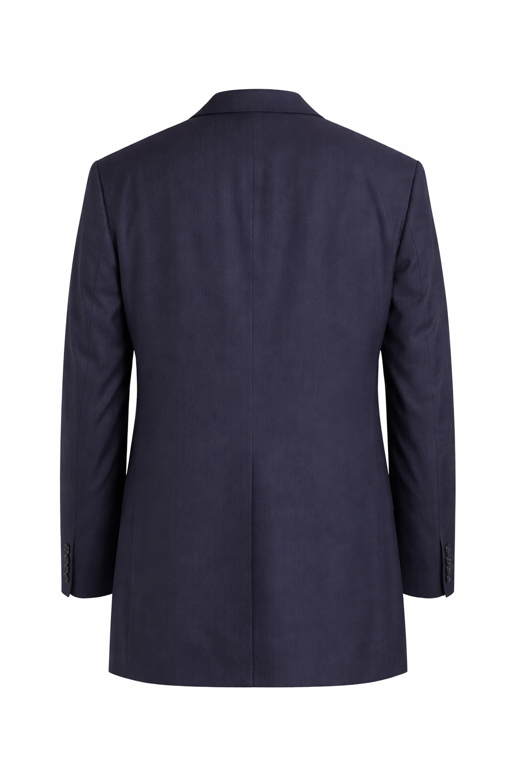 Navy Blue Herringbone Suit Jacket 100% Wool | Longer Line Blazer