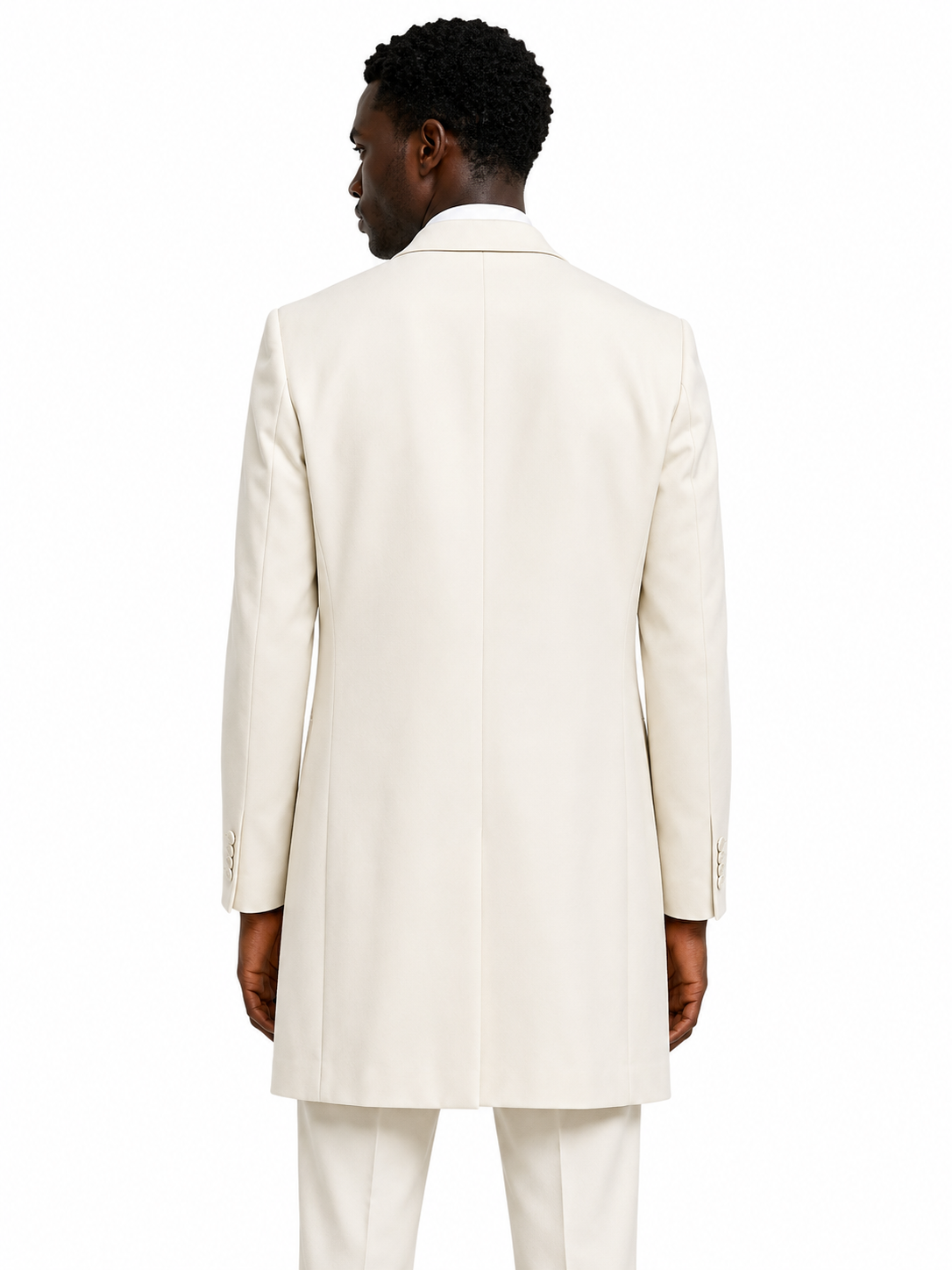 Ivory Cream Prince Edward 3/4 Jacket | Long Wool Formal Blazer