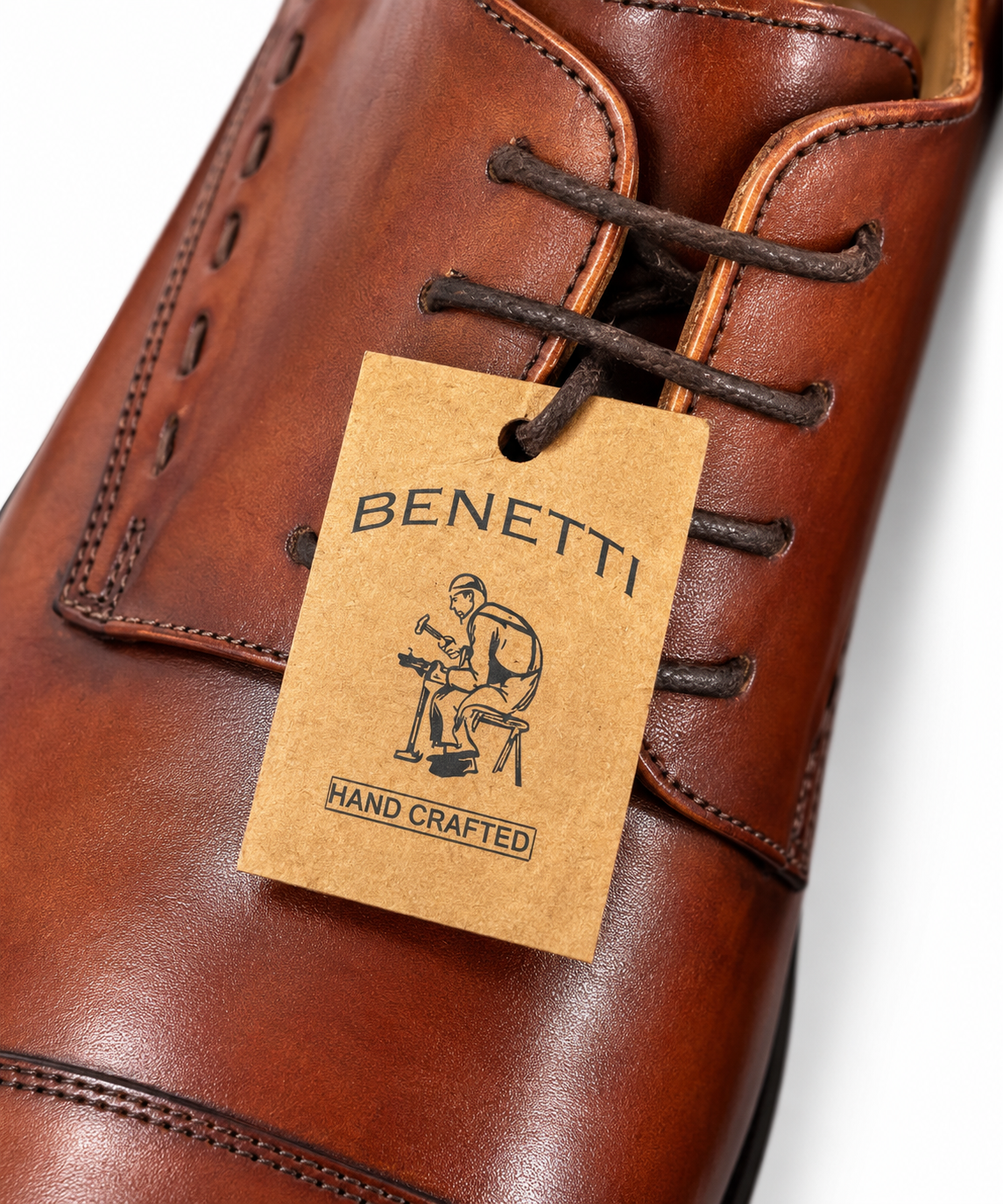 Men's Brown Leather Cap Toe Derby Shoes | Handcrafted Formal Dress Shoes | With Shoe Box