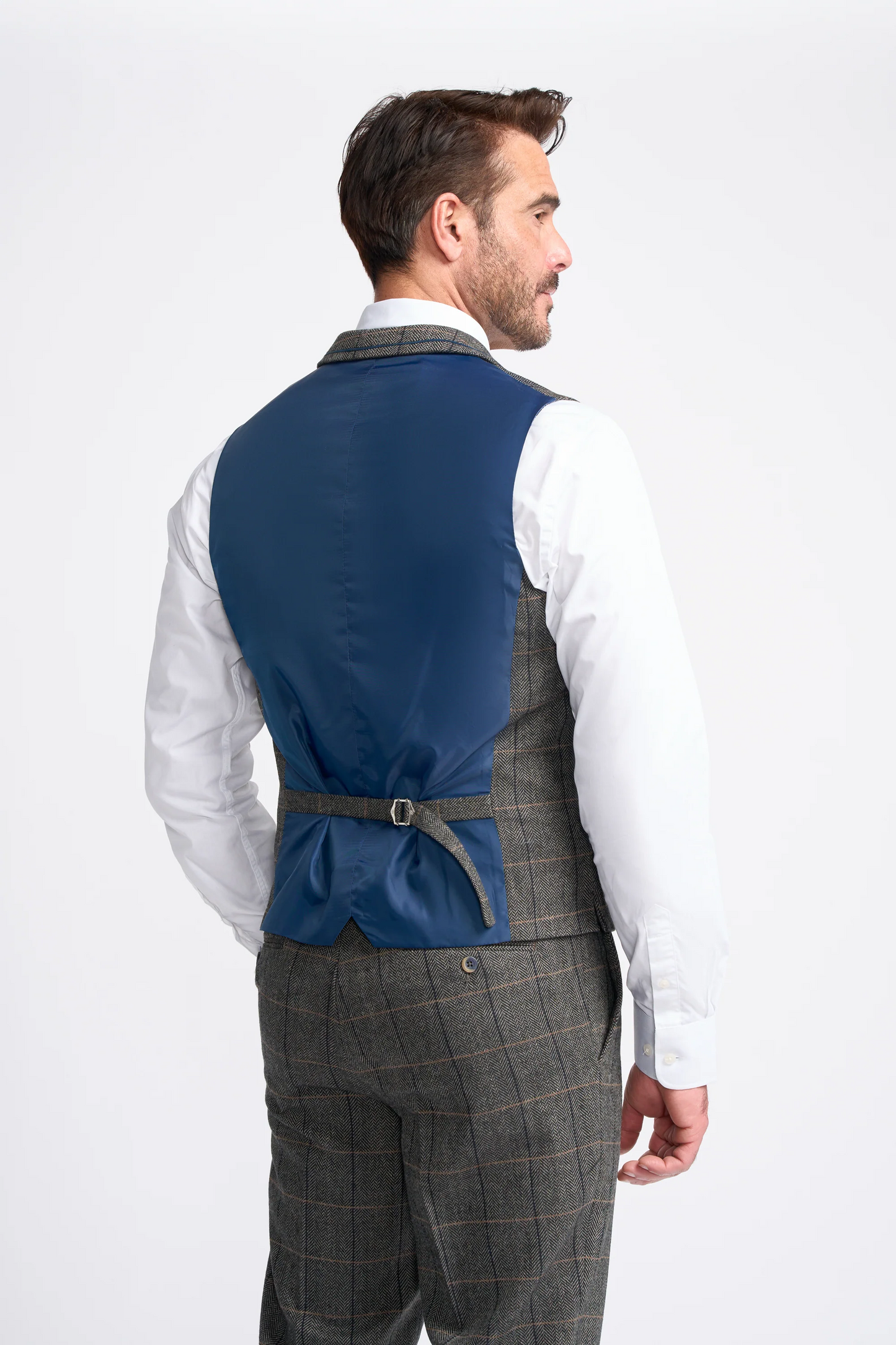 Cavani 3 Piece Tweed Suit | Albert Grey Herringbone | Wool Slim Fit