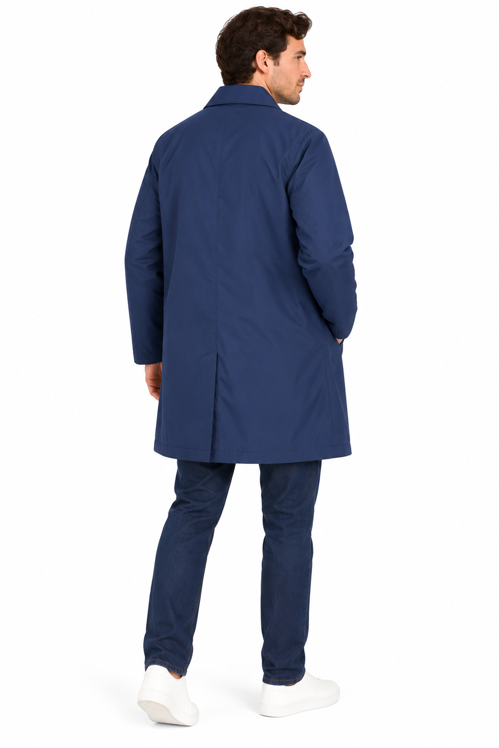Navy Blue Single Breasted Formal Raincoat | Fully Lined