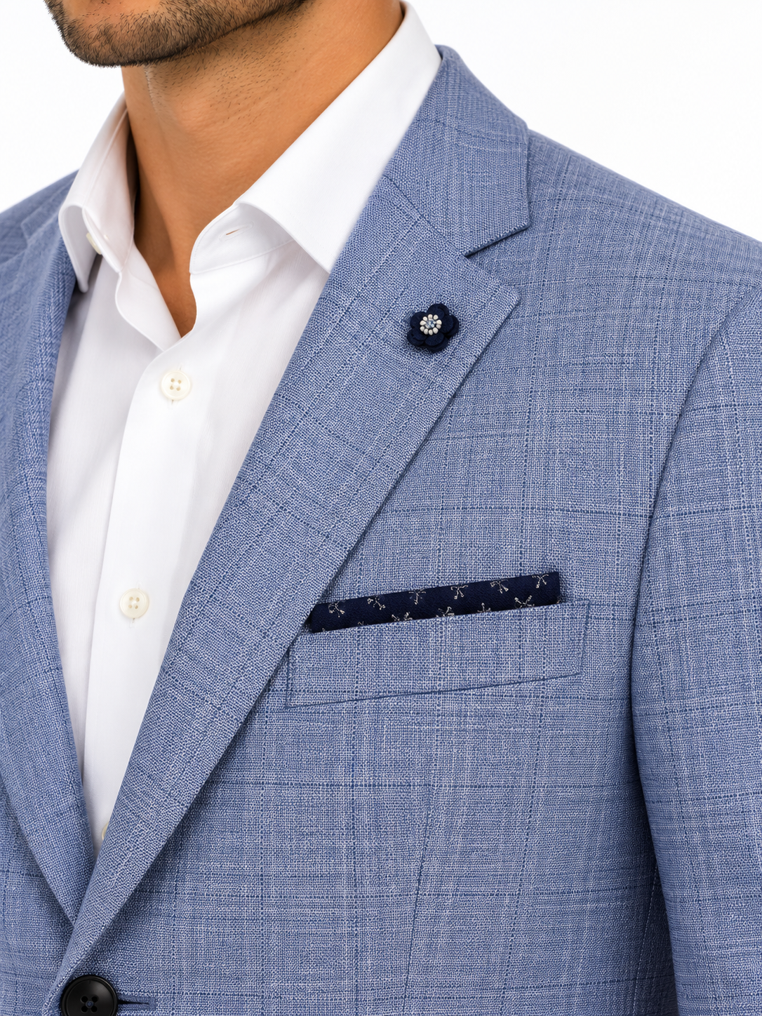 Light Blue Checked Blazer | Tailored Fit Smart Casual Sports Jacket | Seine Blue