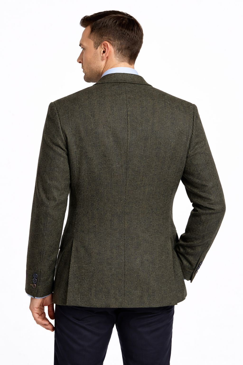 Olive Green Tweed Jacket Blazer | Pure 100% Lambs Wool