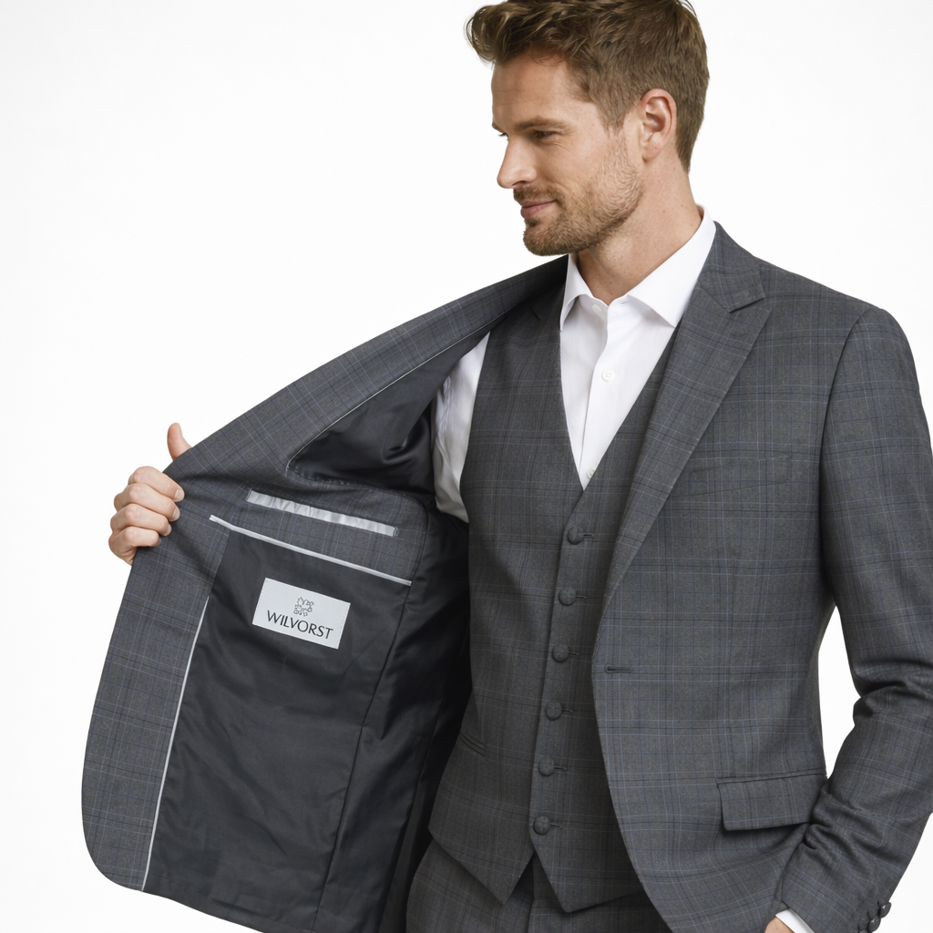 Grey Check 3 Piece Suit | Modern Fit | Jacket, Trousers & Waistcoat
