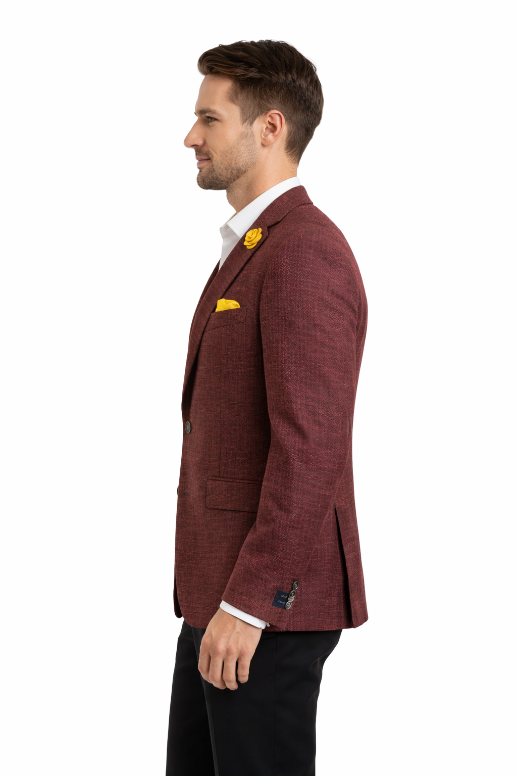 Burgundy Basket Weave Jacket | Wool & Linen Blend Blazer