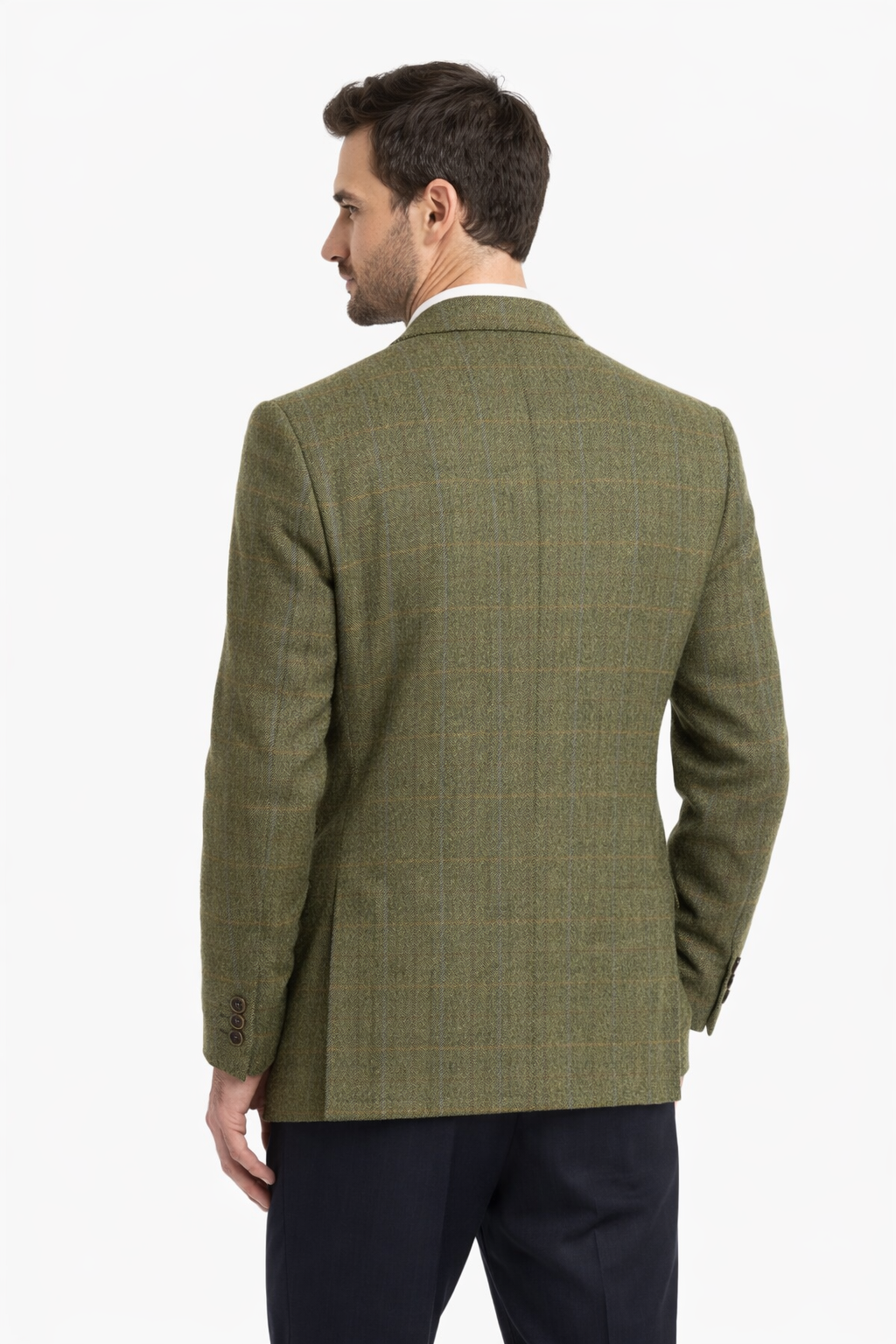Green Check Herringbone Tweed Jacket | Wool Blend Blazer