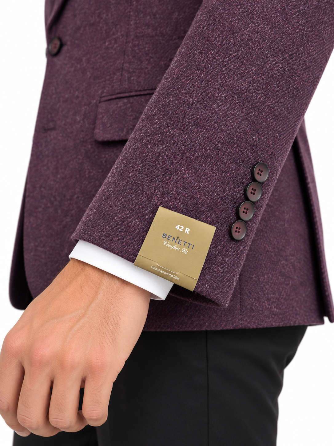 Purple Plum Tweed Textured Wool Blazer Jacket | Comfort Fit, Single-Breasted | Danny Bordo
