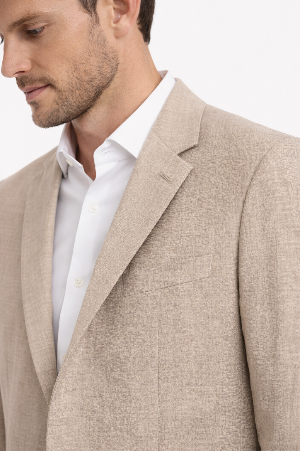 Beige Pure Linen Sports Jacket | Lightweight Oatmeal Blazer
