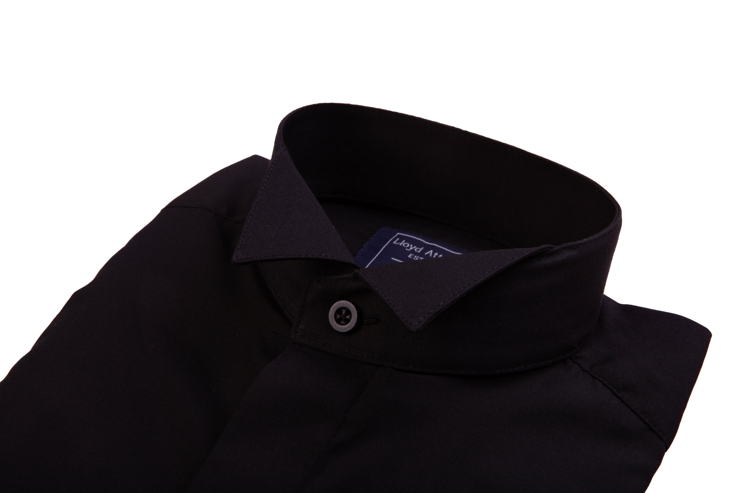 Men's Black Small Wing Collar Cotton Formal Dress Shirt