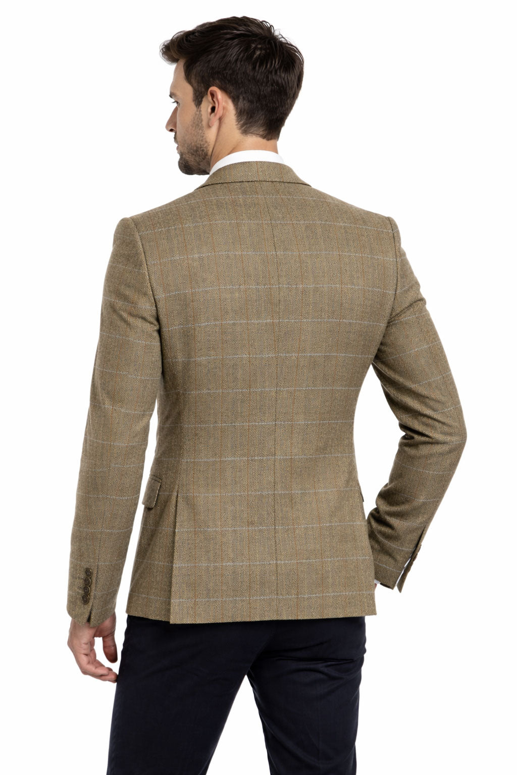 Fawn Check Herringbone Tweed Jacket | Wool Blend Blazer