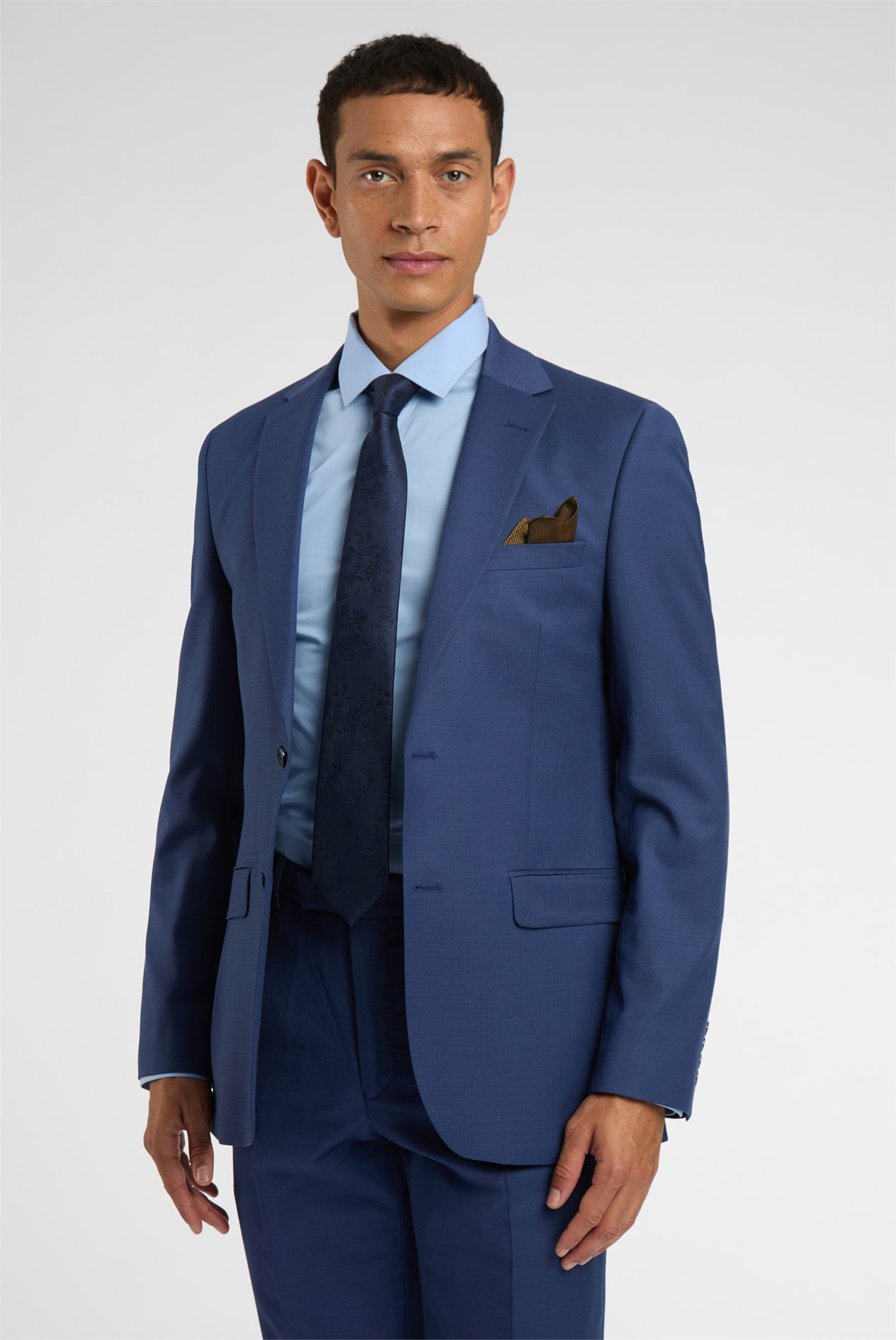 Navy Blue Wool Suit Trousers | Flat Front Formal Dress Pants with Belt Loops
